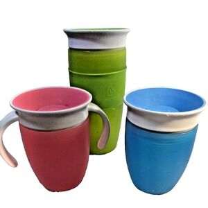 Munchkin Miracle 360 Green/ Blue/Pink Sippy Cup  Set Of 3 (7oz/14oz)